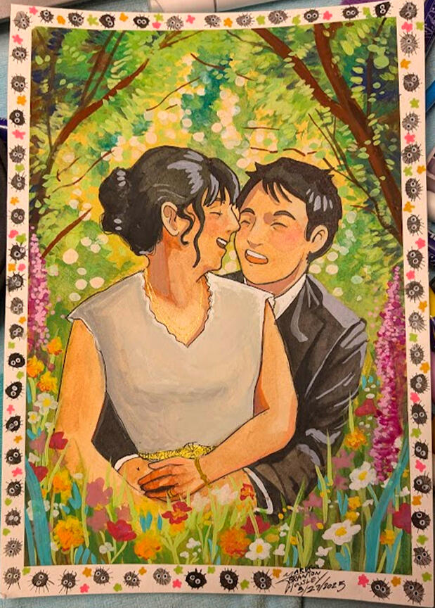 Ghibli Wedding - Gouache
