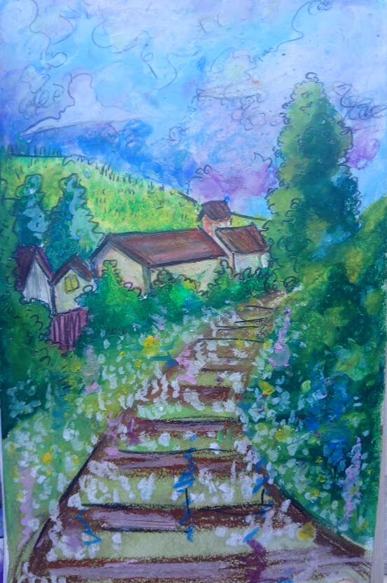 England Railway - Oil Pastel